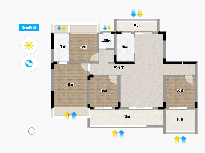 湖北省-十堰市-华西城-110.14-户型库-采光通风