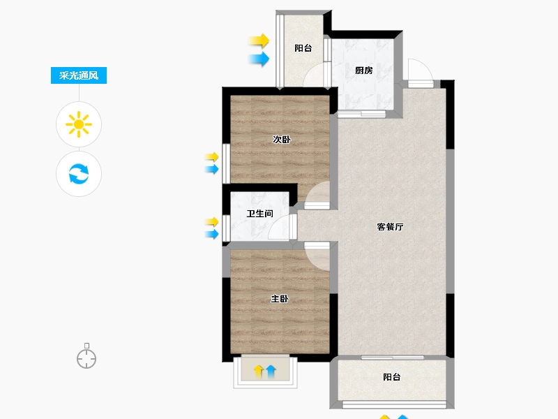 四川省-眉山市-北湖春天-62.44-户型库-采光通风