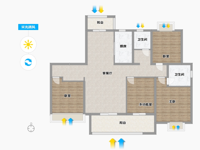 河南省-信阳市-光州壹号院-144.32-户型库-采光通风