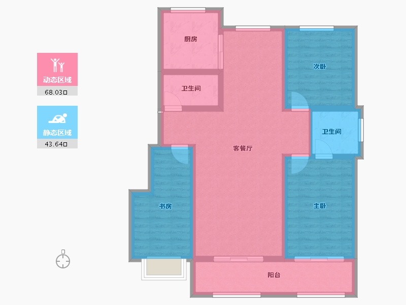 宁夏回族自治区-银川市-观湖名邸B区-100.00-户型库-动静分区