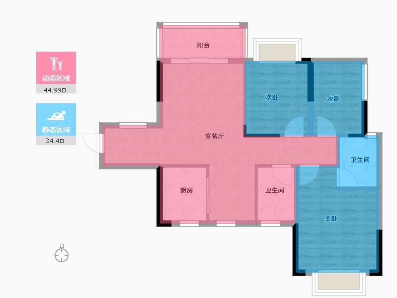 广西壮族自治区-桂林市-桂宏达领秀公馆-71.20-户型库-动静分区