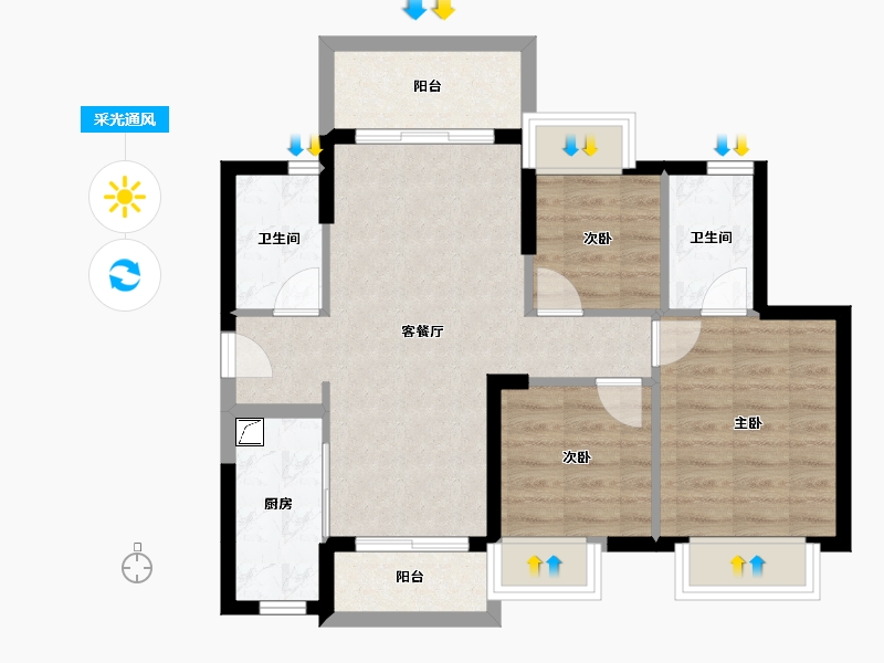 广东省-江门市-时代春树里(鹤山)2期-69.91-户型库-采光通风