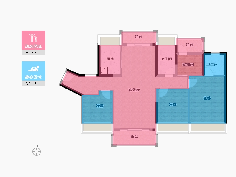 广东省-清远市-碧桂园天著-100.80-户型库-动静分区