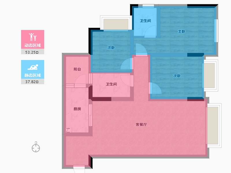 贵州省-遵义市-林达大院-80.09-户型库-动静分区