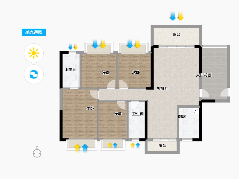 广东省-江门市-越秀•星汇名庭-111.03-户型库-采光通风