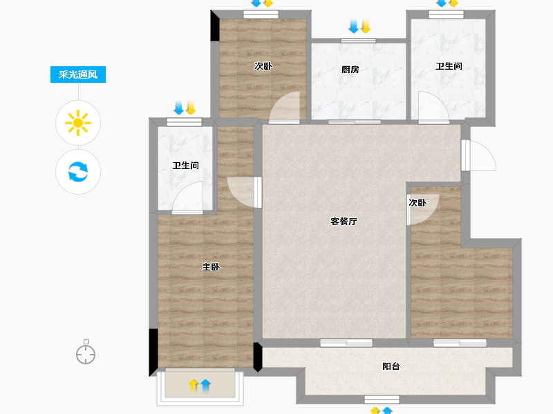 浙江省-湖州市-大家满园-85.16-户型库-采光通风