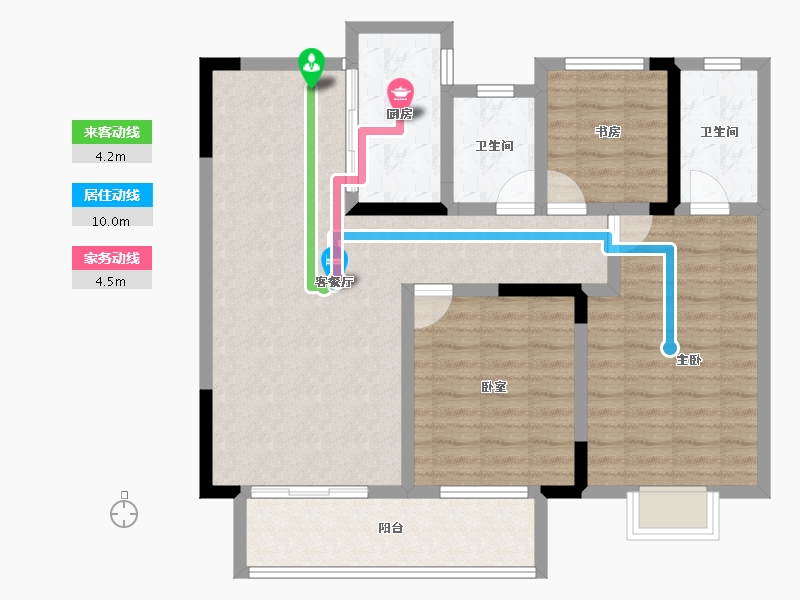 江苏省-泰州市-和福·兰庭文院-94.40-户型库-动静线