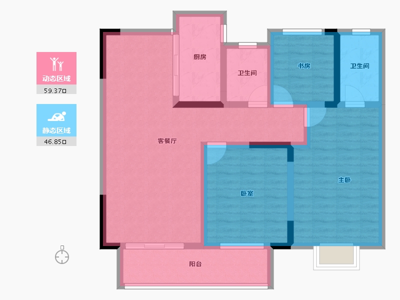 江苏省-泰州市-和福·兰庭文院-94.40-户型库-动静分区