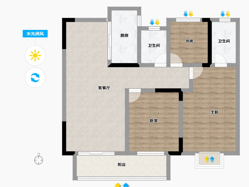 江苏省-泰州市-和福·兰庭文院-94.40-户型库-采光通风