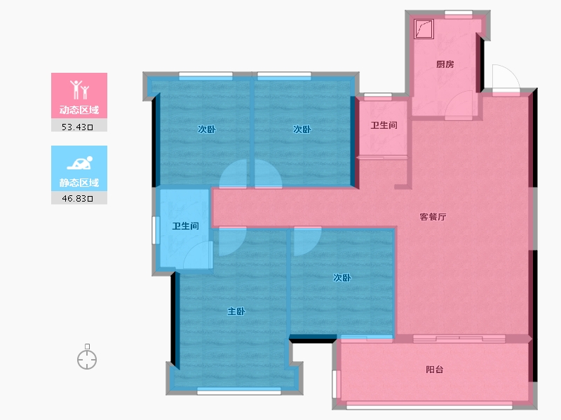 福建省-三明市-盛顺嘉和园-90.39-户型库-动静分区