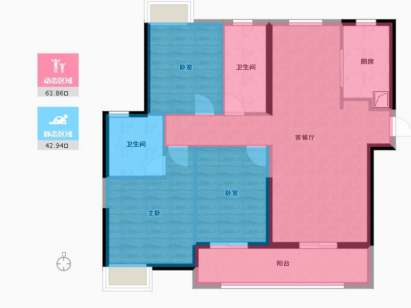 江西省-九江市-富力·浔阳公馆-96.00-户型库-动静分区