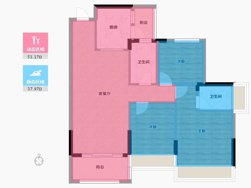 广东省-清远市-锦泰·城际壹号-81.44-户型库-动静分区