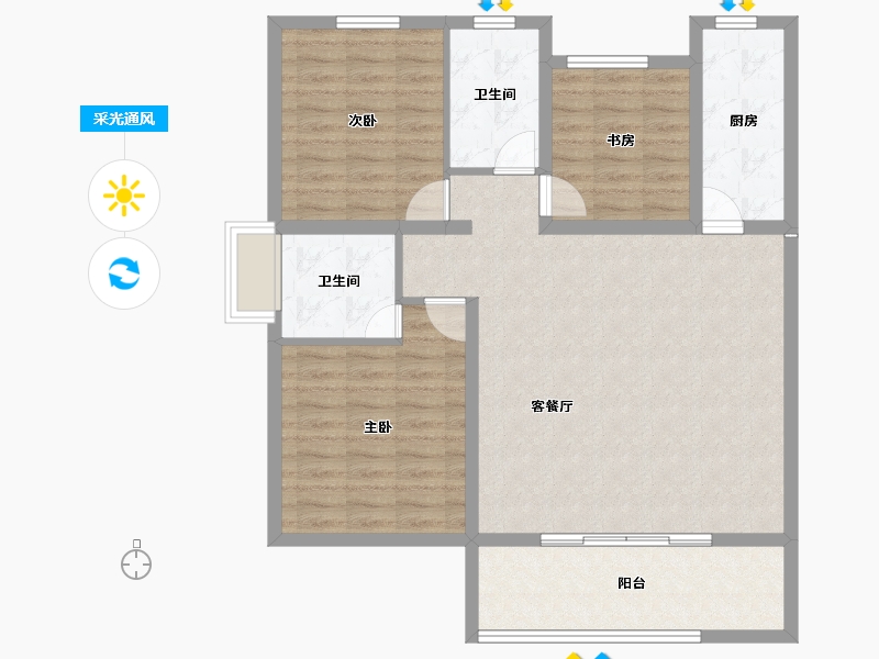 安徽省-蚌埠市-荣盛兰凌御府-98.40-户型库-采光通风