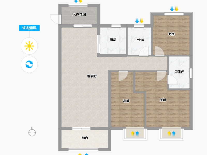 江西省-九江市-融信碧桂园金地·九棠-94.75-户型库-采光通风