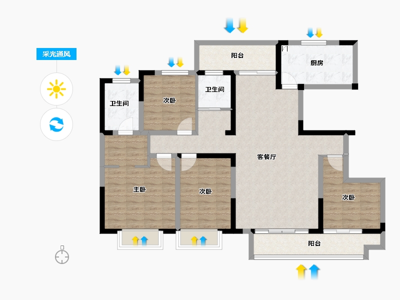 河南省-商丘市-康桥·知园-114.68-户型库-采光通风