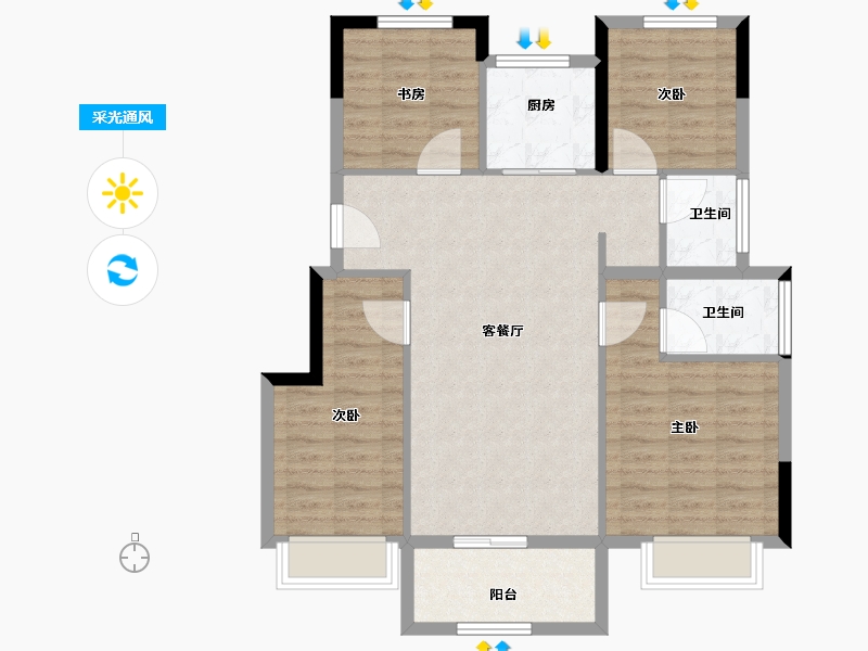 浙江省-湖州市-奥园悦见山-91.74-户型库-采光通风