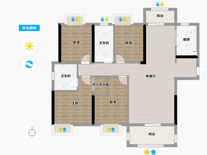 江西省-九江市-富力·浔阳公馆-113.73-户型库-采光通风