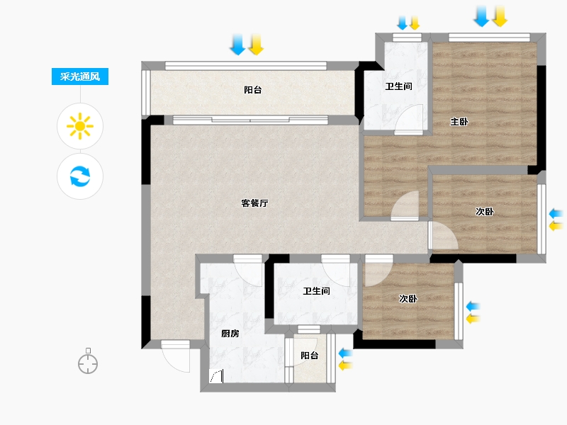 重庆-重庆市-海成轨道0309-77.15-户型库-采光通风