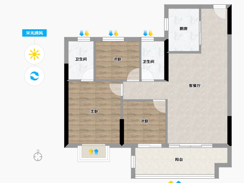 福建省-三明市-永嘉天地翰林府-73.60-户型库-采光通风