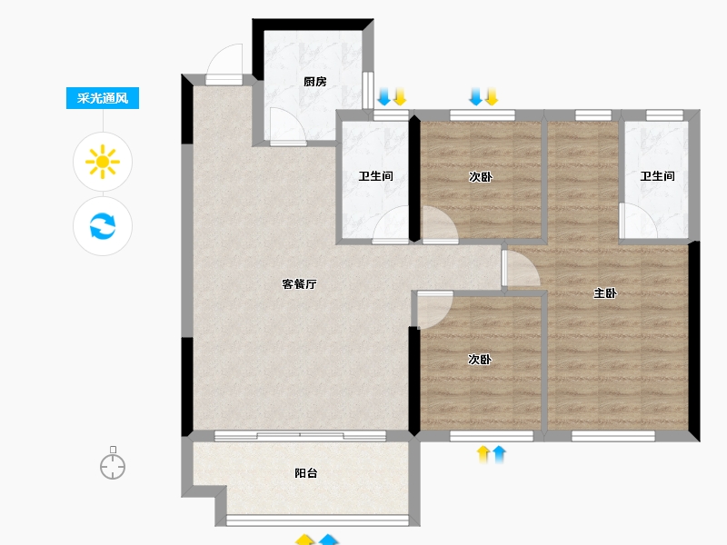 福建省-三明市-盛顺嘉和园-88.00-户型库-采光通风