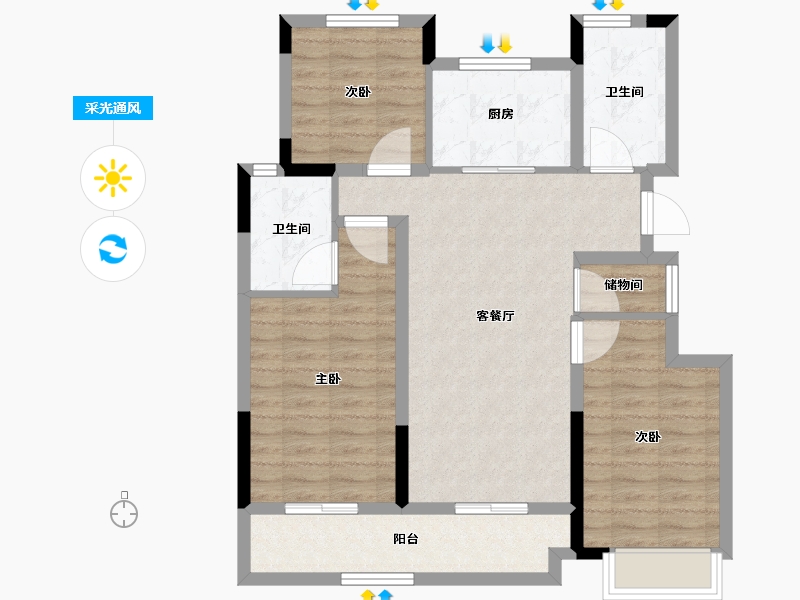 浙江省-湖州市-大家满园山色-87.18-户型库-采光通风