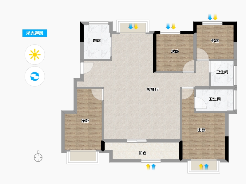 浙江省-湖州市-奥园悦见山-107.86-户型库-采光通风