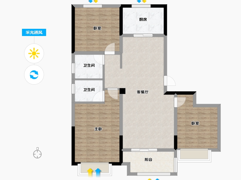 安徽省-蚌埠市-石榴江淮院子-99.19-户型库-采光通风