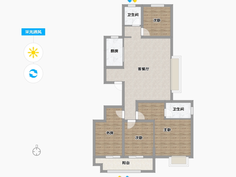 江西省-九江市-融信碧桂园金地·九棠-102.87-户型库-采光通风