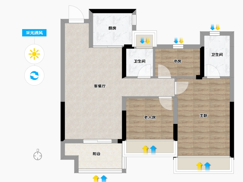 湖北省-十堰市-大家十里桃源-68.33-户型库-采光通风