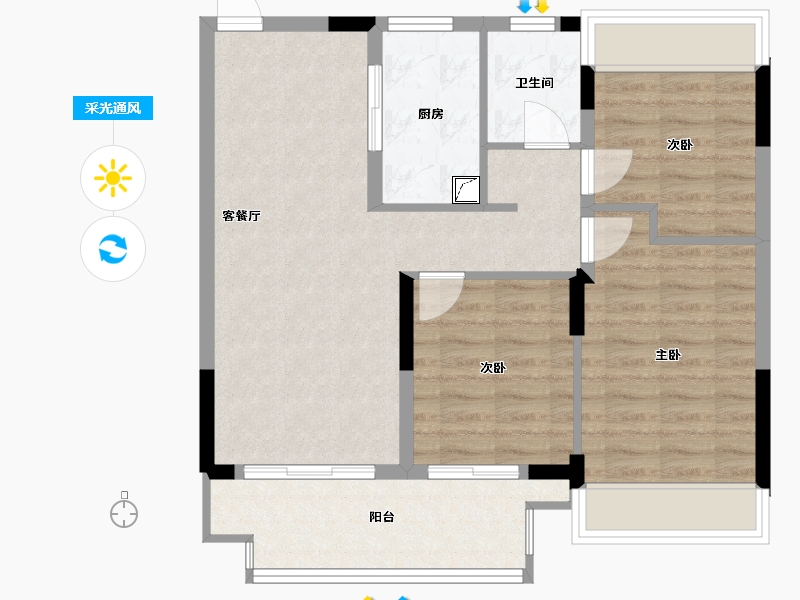 江苏省-南通市-华宸世纪-76.80-户型库-采光通风