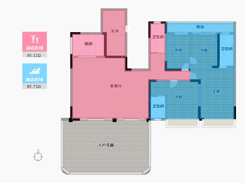 江西省-宜春市-天屿花城云境春墅-216.57-户型库-动静分区