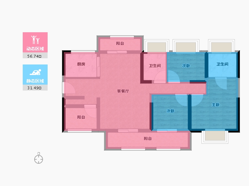 广东省-江门市-方圆旭辉天赋-77.00-户型库-动静分区