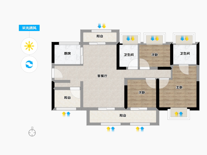 广东省-江门市-方圆旭辉天赋-77.00-户型库-采光通风