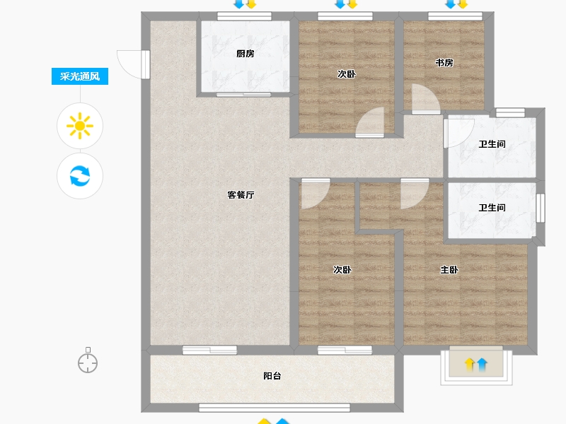 江西省-九江市-融信碧桂园金地·九棠-94.58-户型库-采光通风