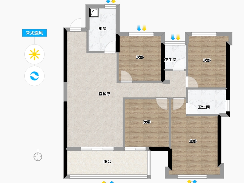 福建省-三明市-盛顺嘉和园-91.00-户型库-采光通风