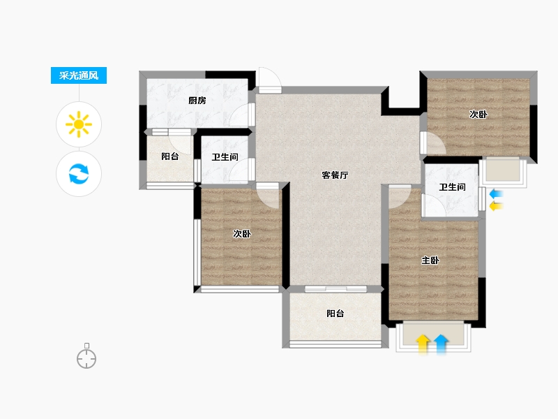 四川省-眉山市-融创九天一城-80.44-户型库-采光通风