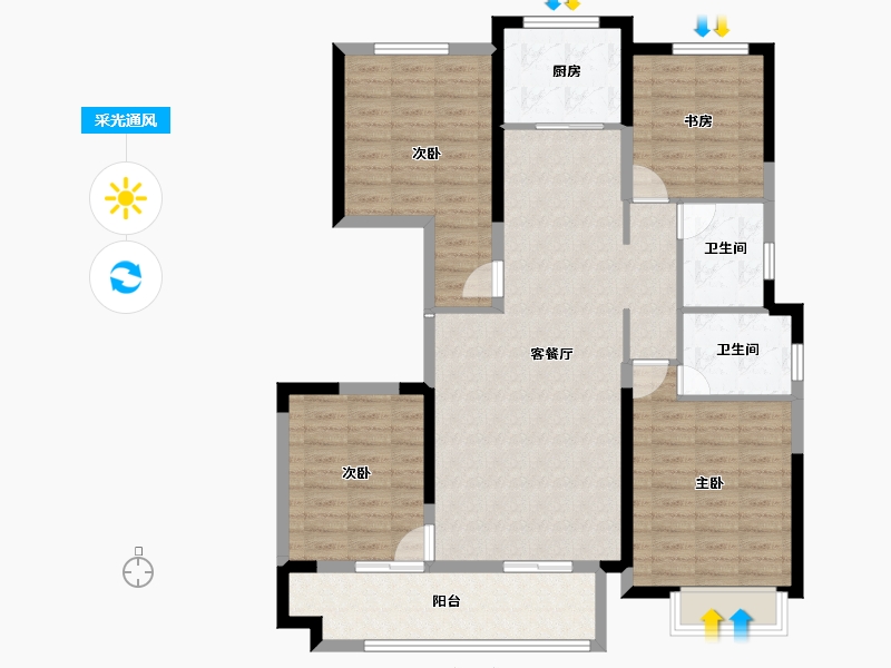 安徽省-蚌埠市-荣盛兰凌御府-112.97-户型库-采光通风