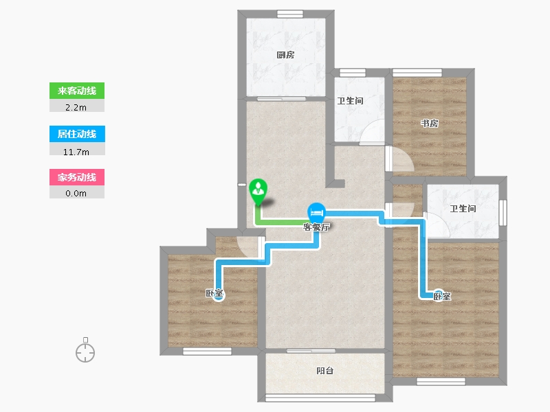 浙江省-湖州市-香溪丽舍丽园-76.85-户型库-动静线