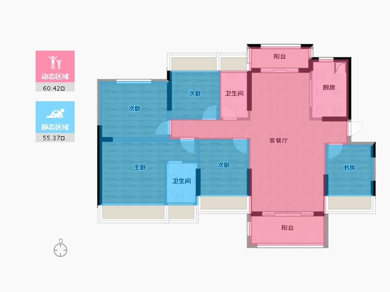 广东省-清远市-锦泰·城际壹号-103.17-户型库-动静分区