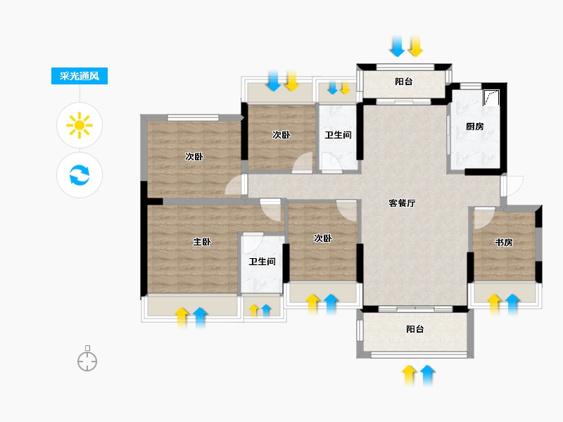 广东省-清远市-锦泰·城际壹号-103.17-户型库-采光通风