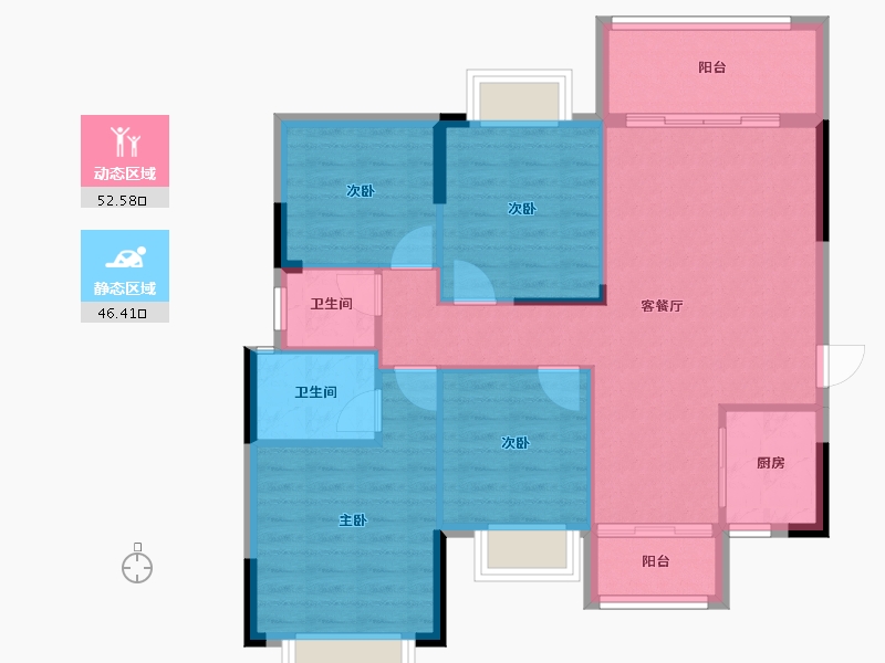 广西壮族自治区-桂林市-桂宏达领秀公馆-89.88-户型库-动静分区