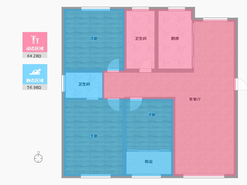 山东省-淄博市-金鼎绿城四期-109.33-户型库-动静分区