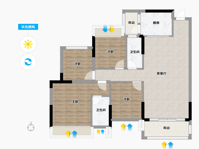 广东省-清远市-锦泰·城际壹号-95.81-户型库-采光通风