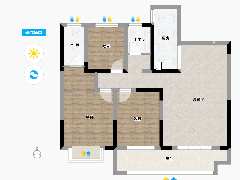 河南省-商丘市-康桥·知园-89.20-户型库-采光通风