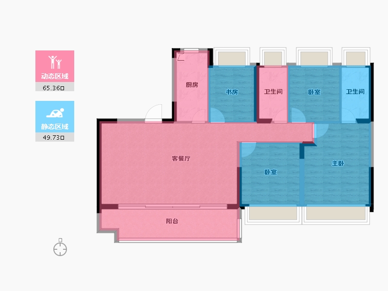 安徽省-滁州市-碧桂园奥能罗马世纪城二期-104.00-户型库-动静分区