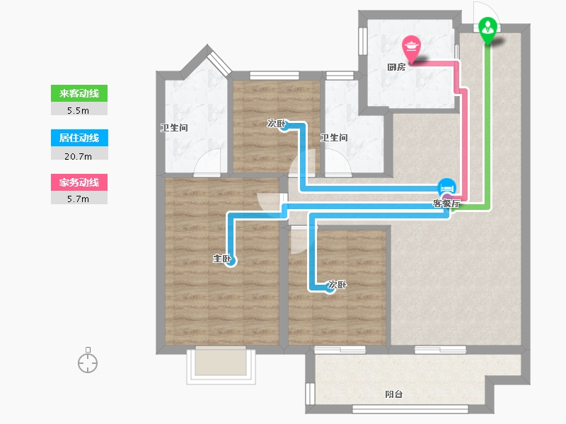 安徽省-蚌埠市-荣盛阳光城·檀府-84.80-户型库-动静线