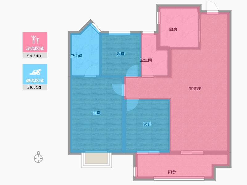 安徽省-蚌埠市-荣盛阳光城·檀府-84.80-户型库-动静分区