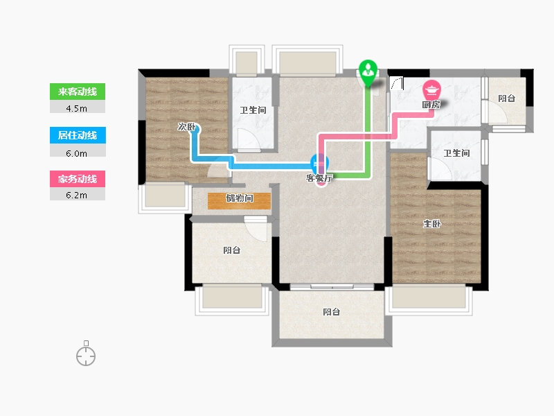 广东省-江门市-碧桂园山水豪园·凤凰郡-79.92-户型库-动静线