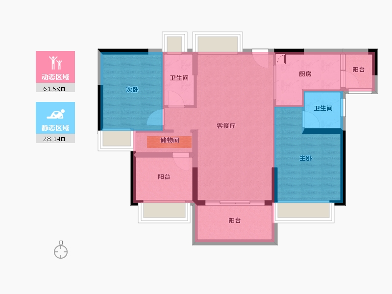 广东省-江门市-碧桂园山水豪园·凤凰郡-79.92-户型库-动静分区