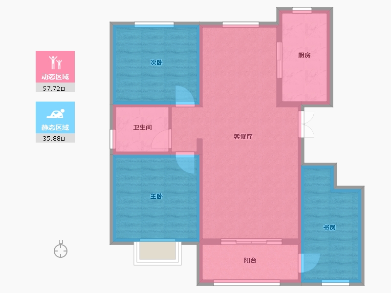 新疆维吾尔自治区-伊犁哈萨克自治州-东城橡树湾-83.47-户型库-动静分区